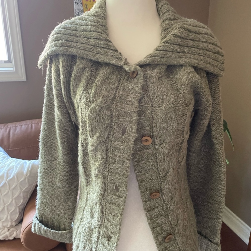 mac & jac Textured Sage Green Cardigan